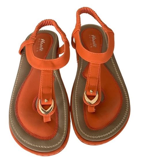 Haute Edition Shoes - Haute Edition Classic Orange Stretch Sandals Size 8